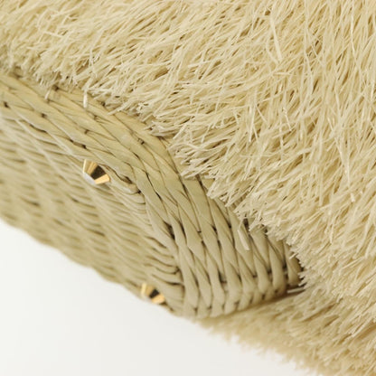 Prada Fringe Wicker Tote Woven Straw, GOLD, WOOD, Handbag