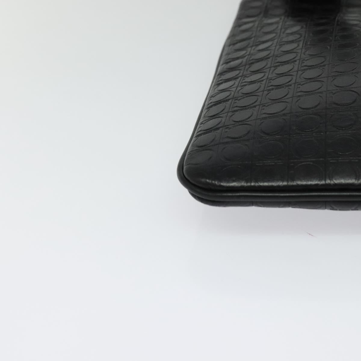 Salvatore Ferragamo Gancini Shoulder Bag Leather, BLACK, LEATHER, Shoulder bag