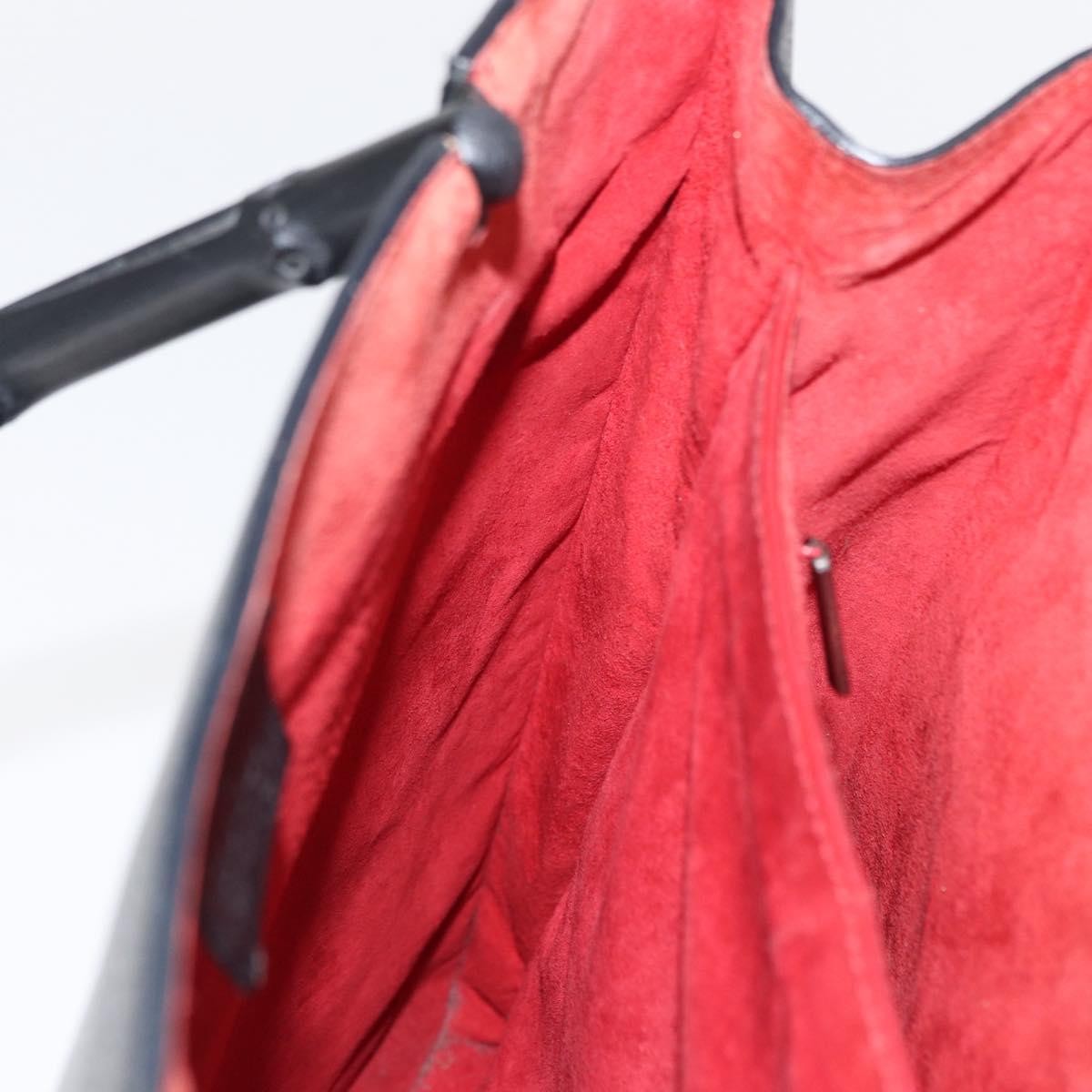 Gucci Vintage Bamboo Handle Tote Leather, BLACK, LEATHER, Tote bag