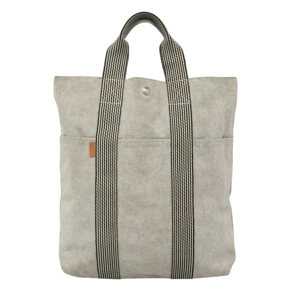 Hermes Fourre Tout Tote Canvas, GRAY, CANVAS, Tote bag