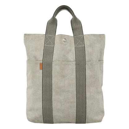 Hermes Fourre Tout Tote Canvas, GRAY, CANVAS, Tote bag