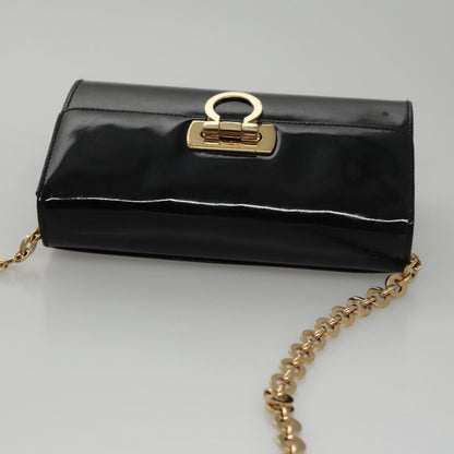 Salvatore Ferragamo Gancini Box Crossbody Bag Patent leather, BLACK, PATENT_LEATHER, Shoulder bag