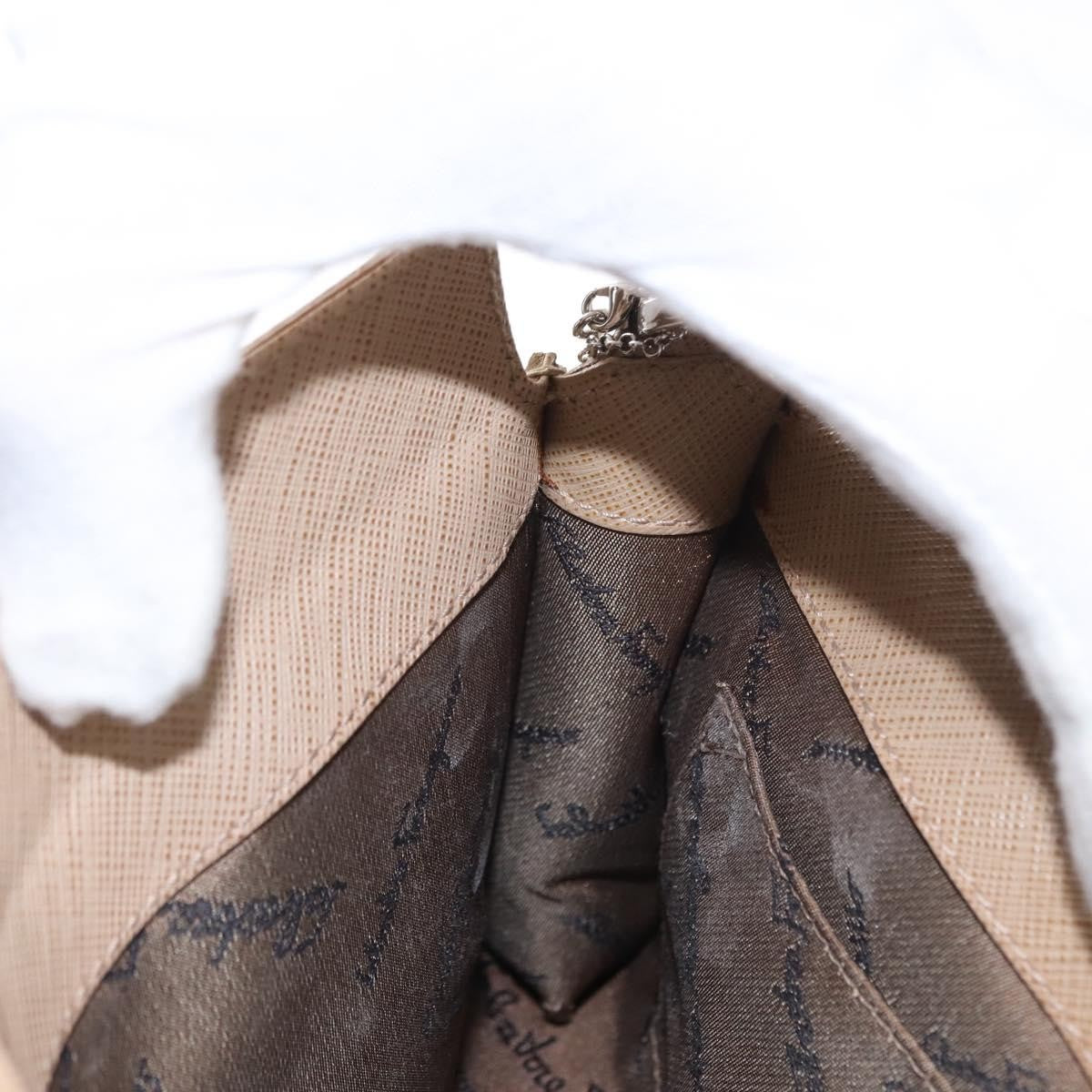 Salvatore Ferragamo Gancini Shoulder Bag Leather, BEIGE, LEATHER, Shoulder bag