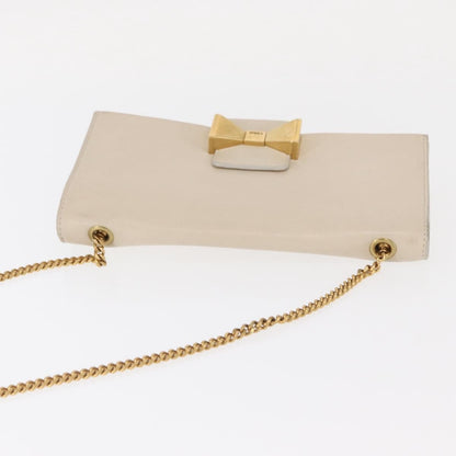 Chloe Chain Flap Crossbody Bag Leather, BEIGE, LEATHER, Shoulder bag