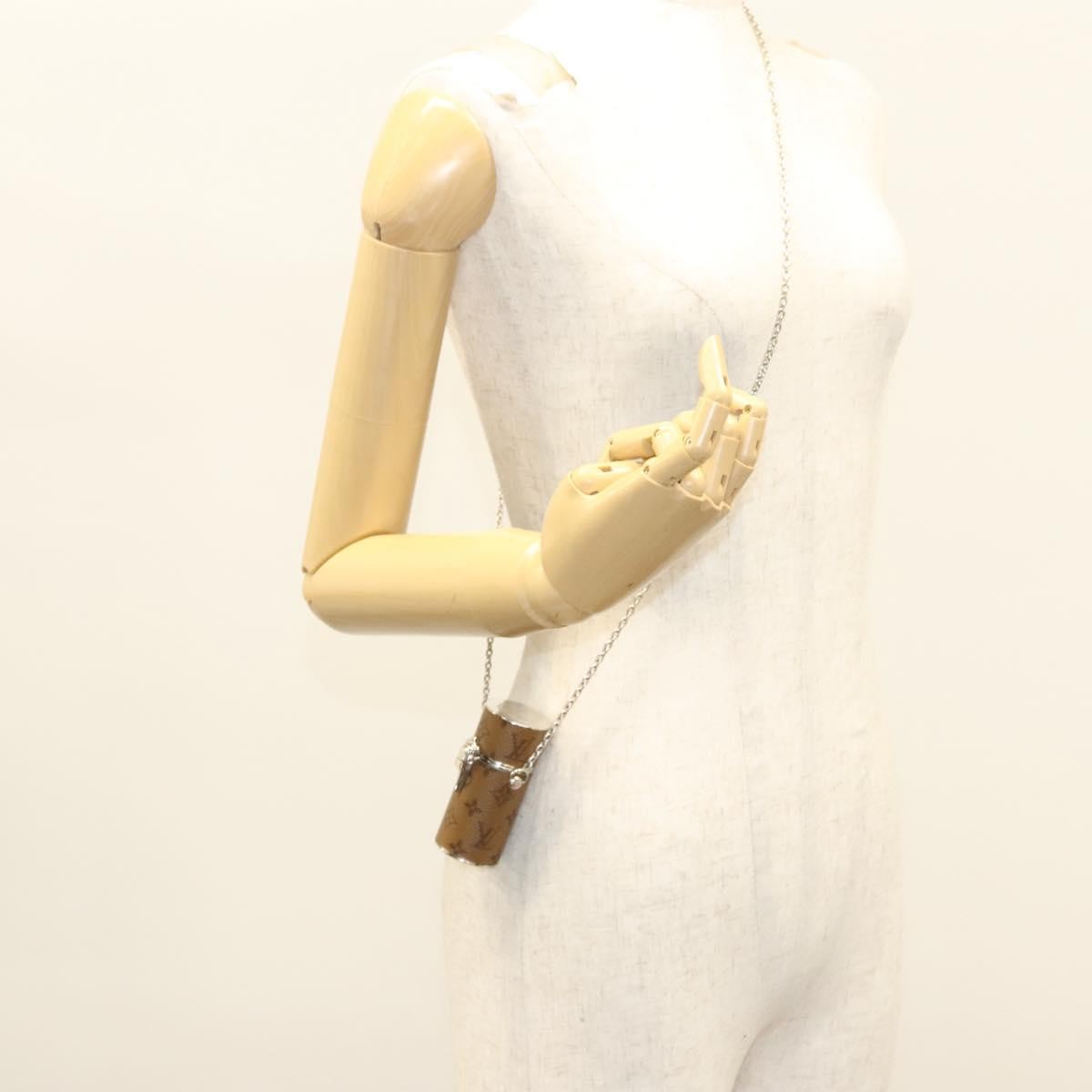 Louis Vuitton Lipstick Case on Chain Monogram Canvas, BROWN, CANVAS, Clutche & pouche