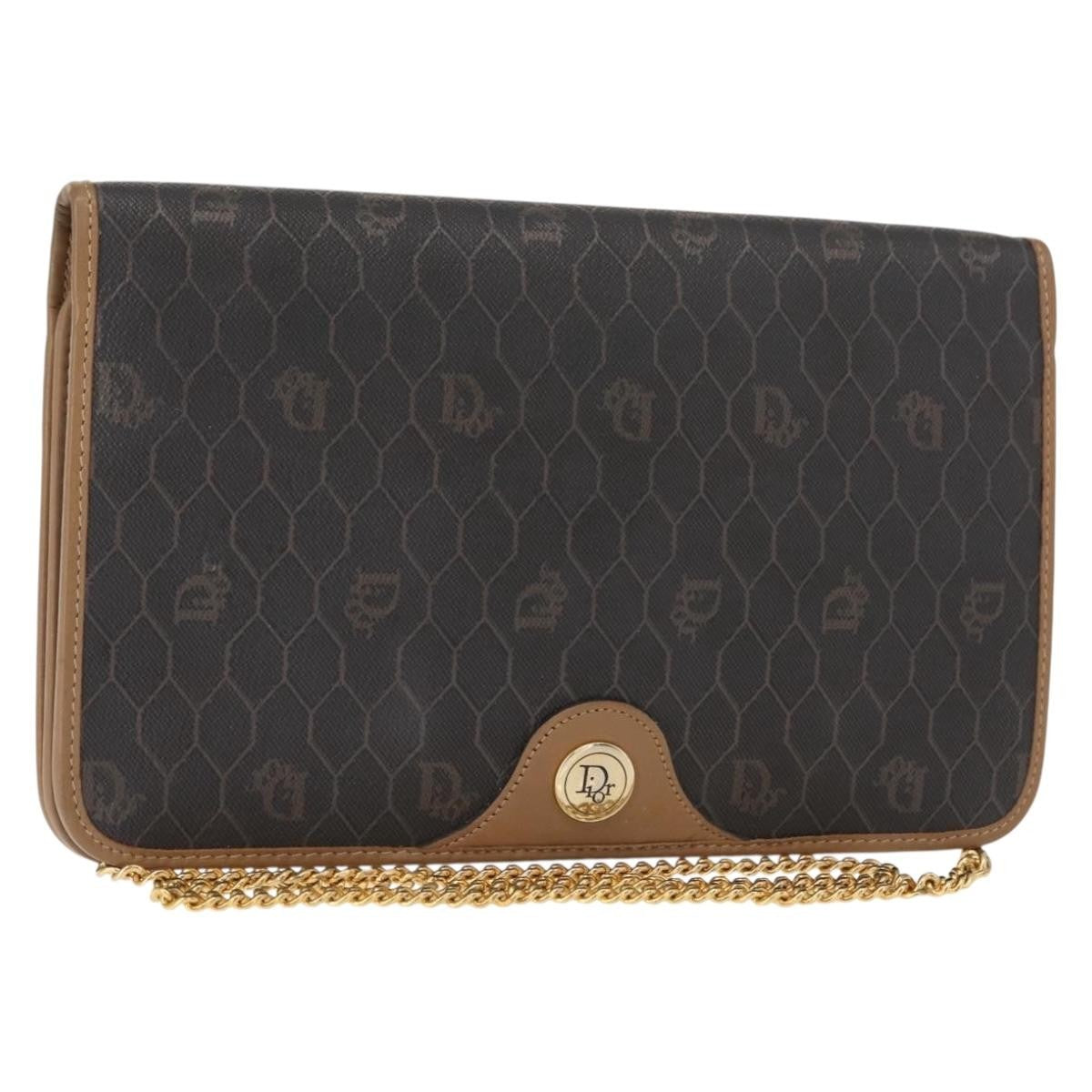 Christian Dior Vintage Honeycomb chain Canvas, BLACK, CANVAS, Shoulder bag