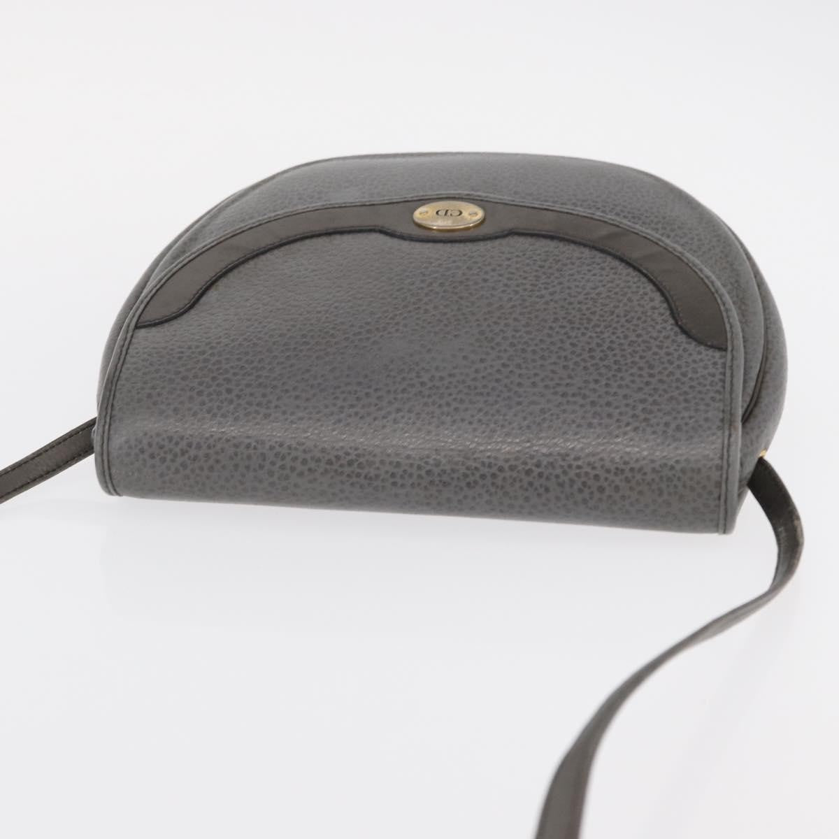Christian Dior Vintage CD Logo Shoulder Bag Leather, GRAY, LEATHER, Shoulder bag