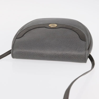 Christian Dior Vintage CD Logo Shoulder Bag Leather, GRAY, LEATHER, Shoulder bag