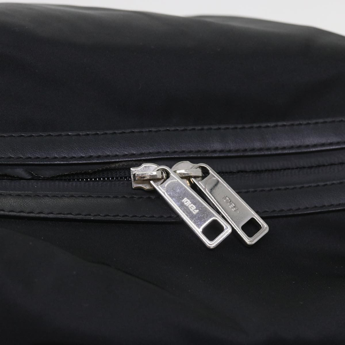 Fendi Front Pocket Monster Backpack Nylon and Leather, BLACK, NYLON, Backpack