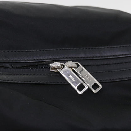 Fendi Front Pocket Monster Backpack Nylon and Leather, BLACK, NYLON, Backpack