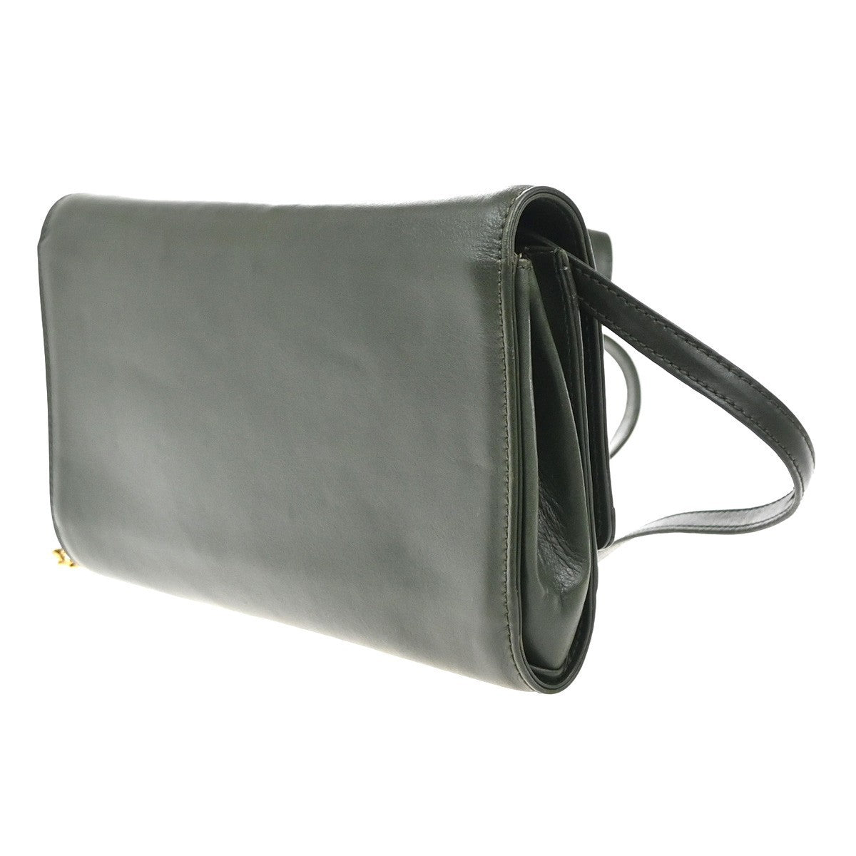 Celine Vintage Shoulder Bag Leather, GREEN, LEATHER, Shoulder bag