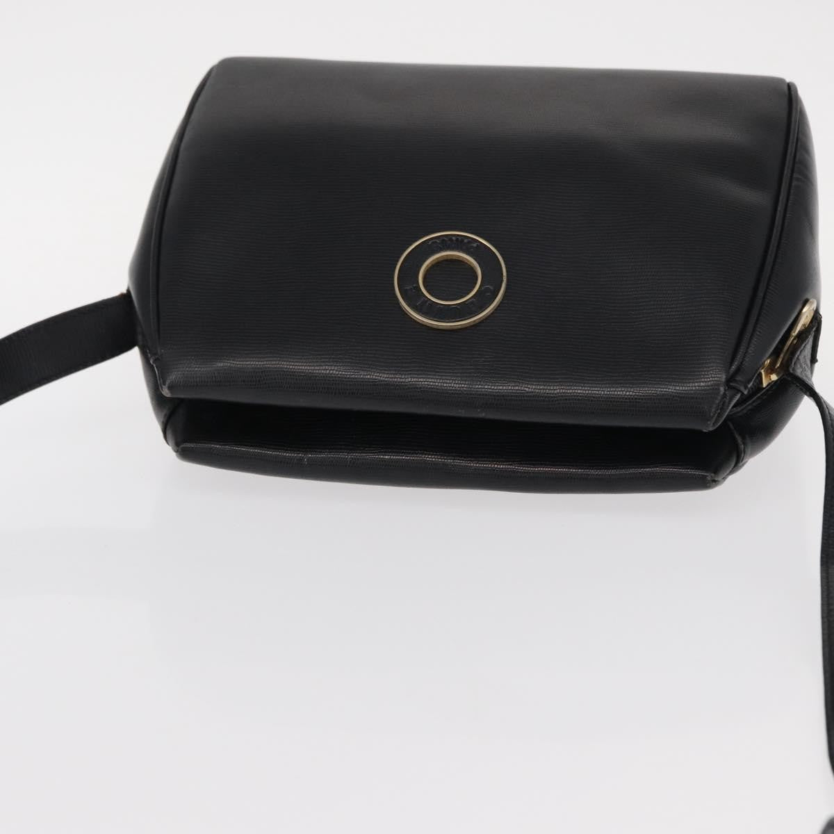 Celine Vintage Circle Logo Crossbody Bag Leather, BLACK, LEATHER, Shoulder bag