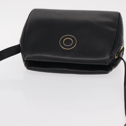 Celine Vintage Circle Logo Crossbody Bag Leather, BLACK, LEATHER, Shoulder bag