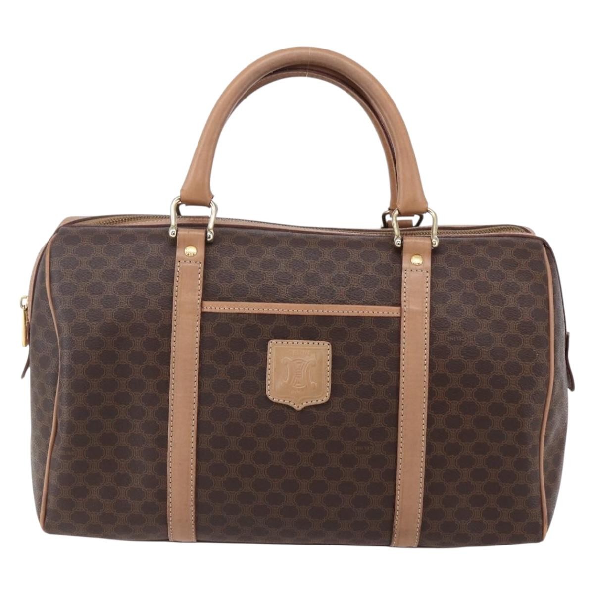 Celine Vintage Macadam Boston bag Canvas, BROWN, CANVAS, Handbag