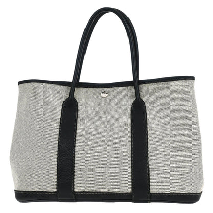 Hermes Garden Party Tote Canvas and Leather, GRAY, CANVAS, Tote bag