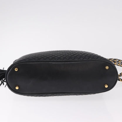 Bally Vintage Chain Shoulder Bag Quilted Leather, Black, Leather, Shoulder Bag