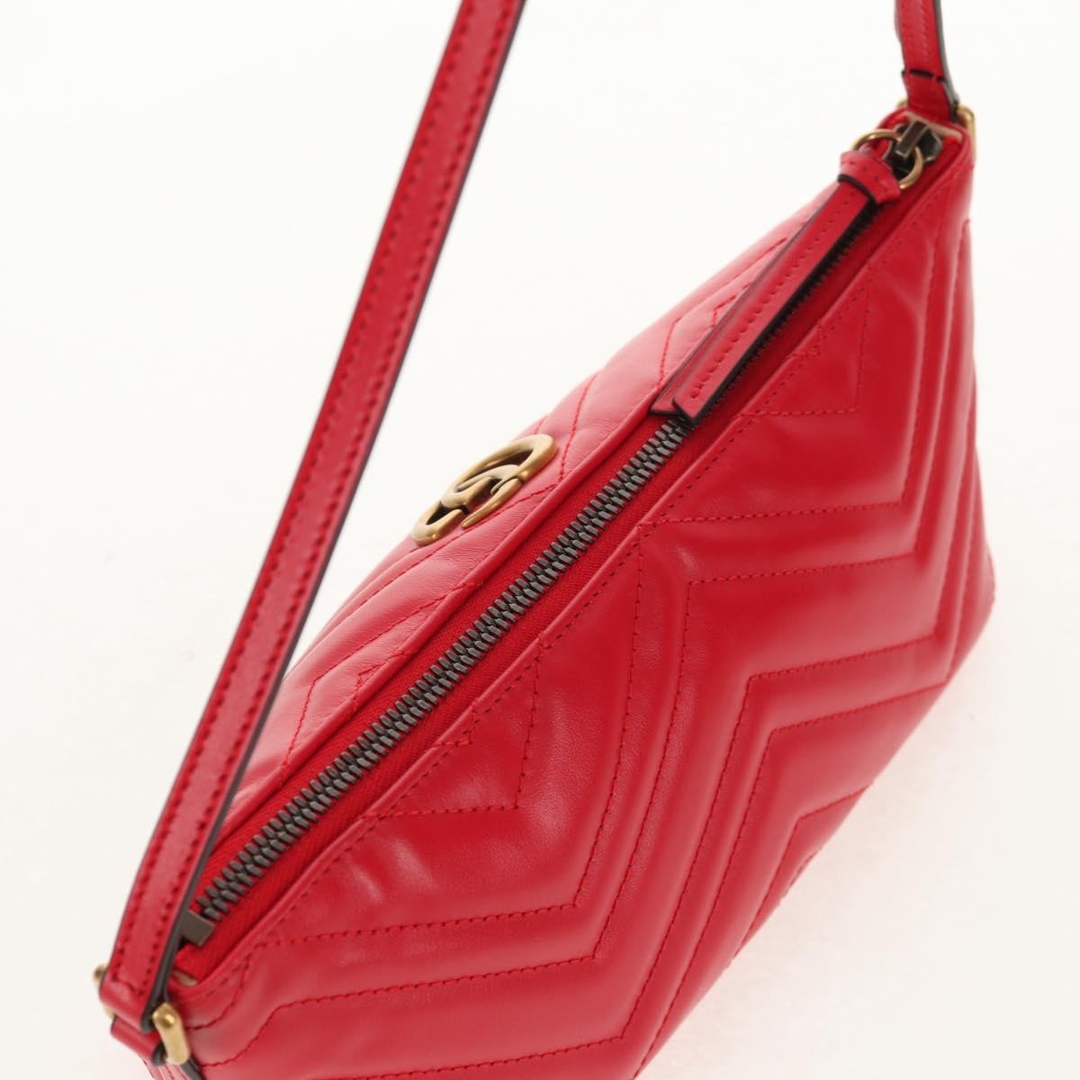 Gucci GG Marmont Pochette Shoulder Bag Matelasse Leather, RED, LEATHER, Clutche & pouche