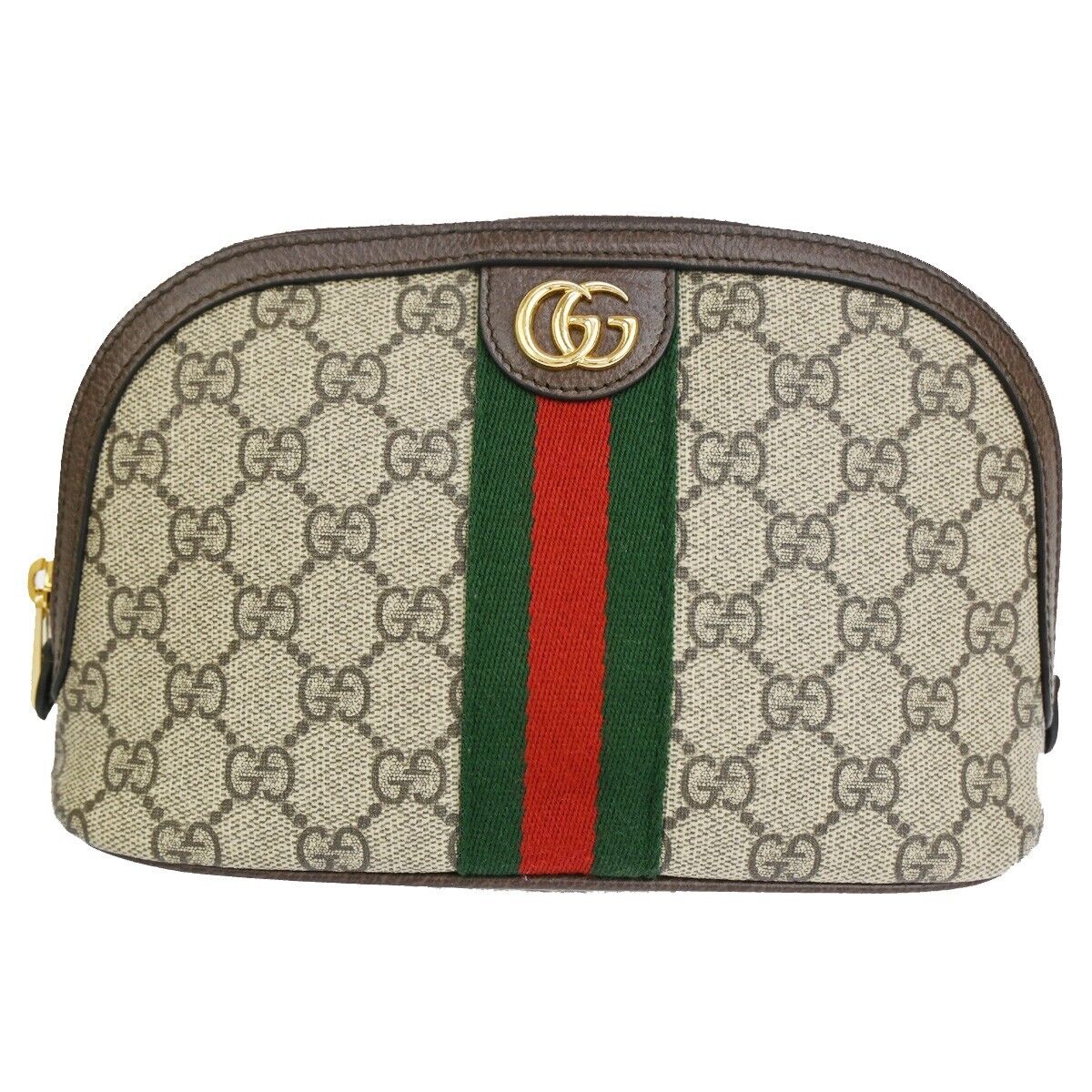 Gucci Ophidia Cosmetic Pouch GG Coated Canvas, BROWN, CANVAS, Toiletry Case