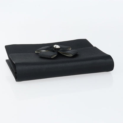 Saint Laurent Vintage Pouch Satin, BLACK, SATIN, Clutche & pouche
