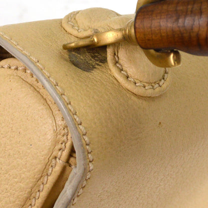 Gucci Vintage Convertible Bamboo Top Handle Bag Leather, BEIGE, LEATHER, Handbag