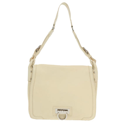 Salvatore Ferragamo Gancini Shoulder Bag Leather, BEIGE, LEATHER, Shoulder bag