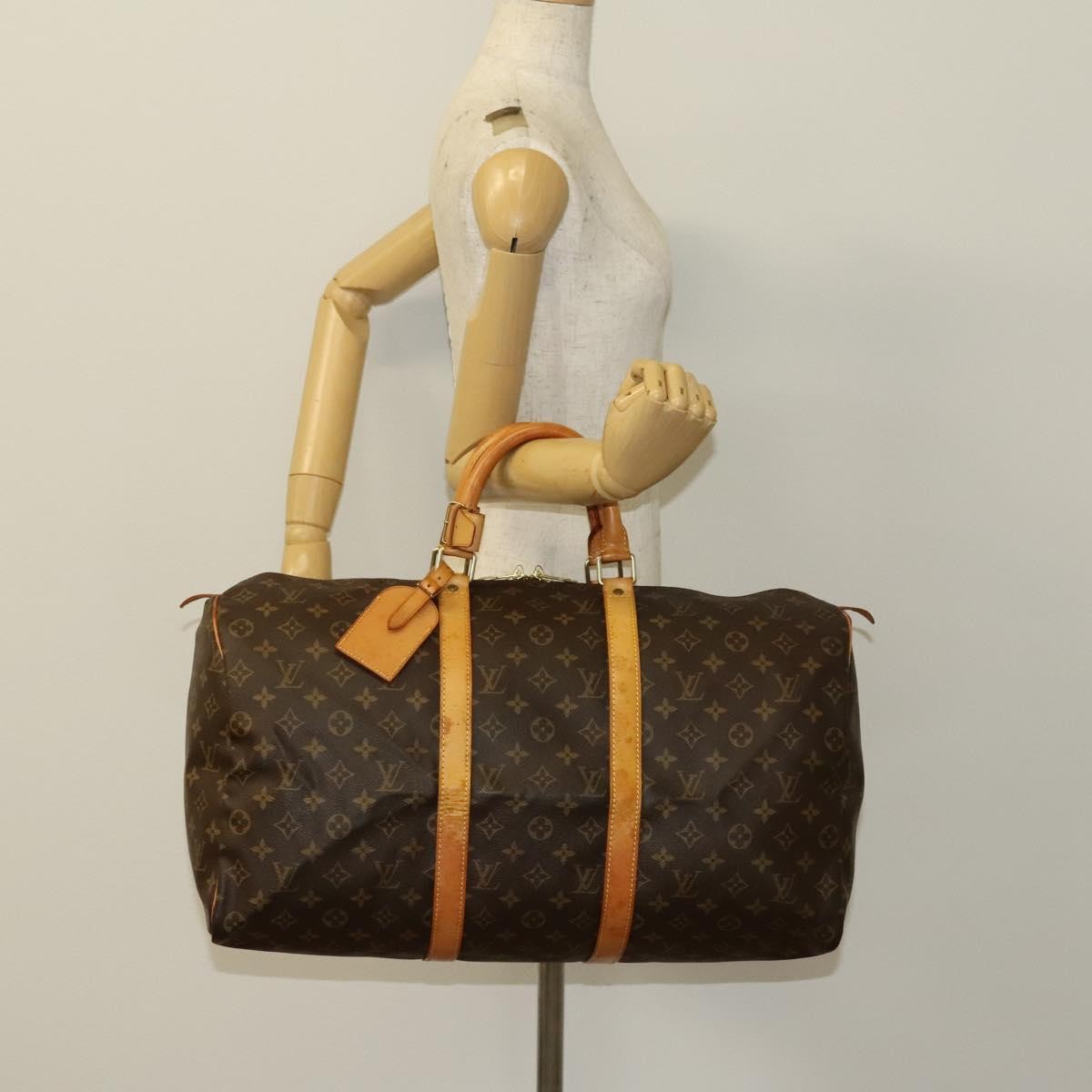 Louis Vuitton Keepall Bag Monogram Canvas, BROWN, CANVAS, Travel bag