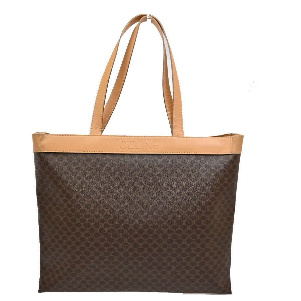 Celine Vintage Macadam Tote bag Canvas and Leather, BROWN, CANVAS, Tote bag