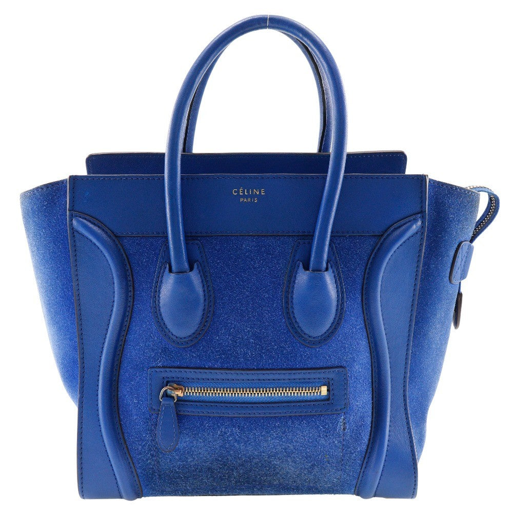 Celine Luggage Bag Suede, BLUE, SUEDE, Handbag