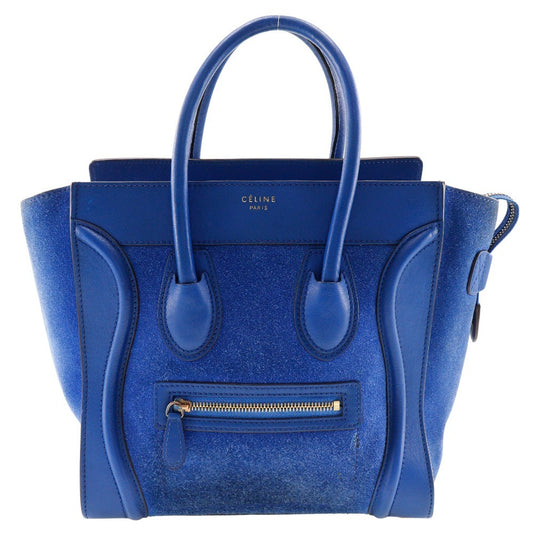 Celine Luggage Bag Suede, BLUE, SUEDE, Handbag