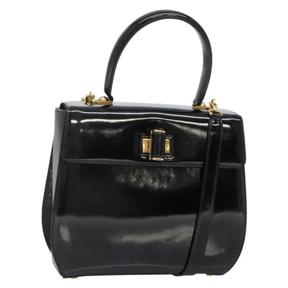 Salvatore Ferragamo Gancini handbag Patent leather, BLACK, PATENT_LEATHER, Handbag
