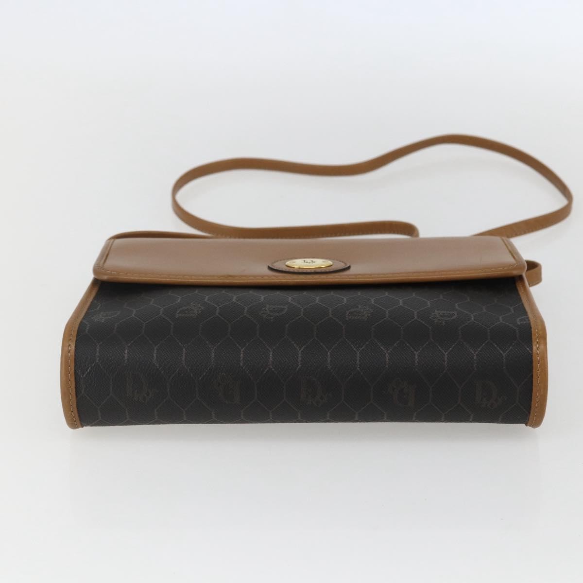 Christian Dior Vintage Honeycomb Shoulder Bag Canvas and Leather, BLACK, PVC, Shoulder bag