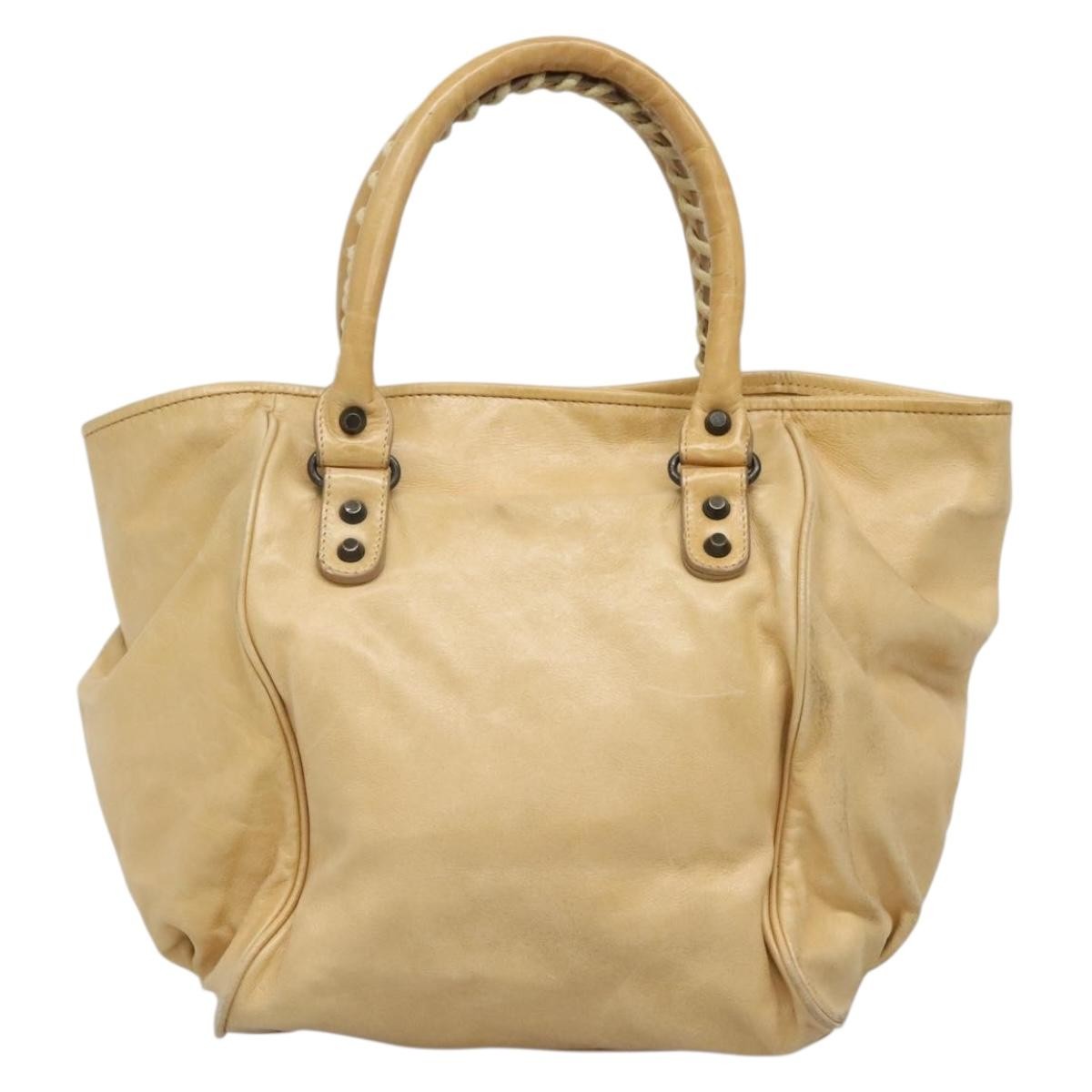 Balenciaga Classic Studs Sunday Tote Leather, BEIGE, LEATHER, Tote bag