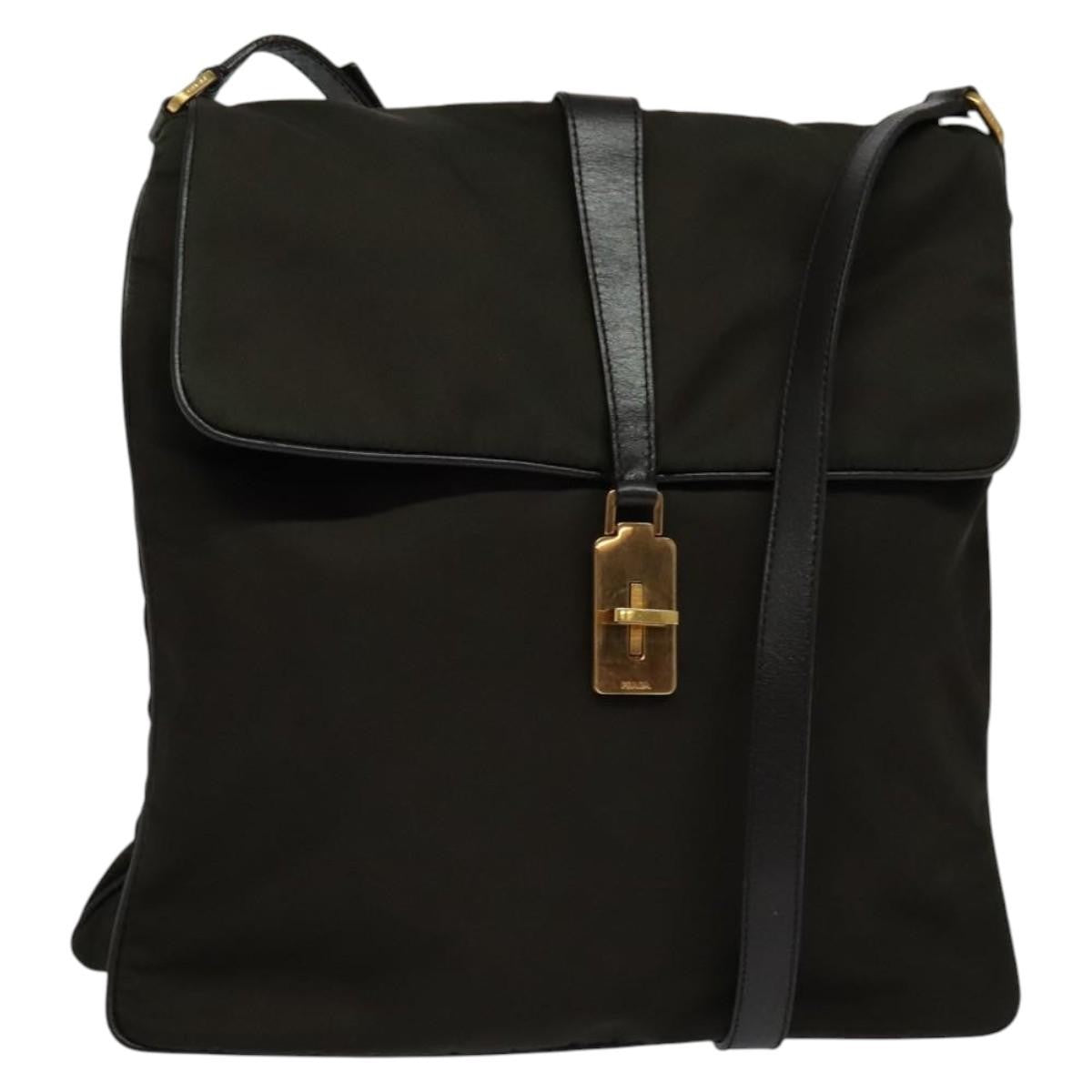 Prada Vintage Flap Messenger Bag Tessuto, Khaki, Nylon, Shoulder Bag