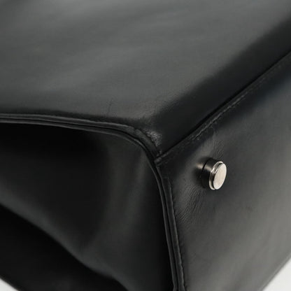 Salvatore Ferragamo Gancini Shoulder Bag Leather, BLACK, LEATHER, Tote bag