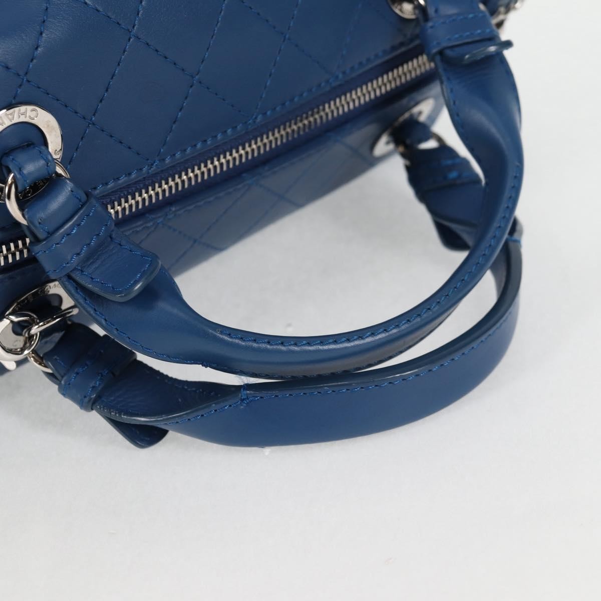 Chanel Doctor Bowling Bag Quilted Calfskin, BLUE, LEATHER, Handbag
