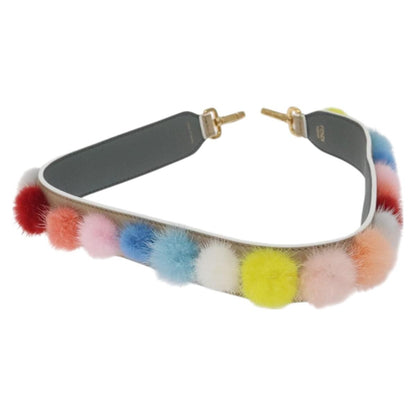 Fendi Pom Pom Strap You Shoulder Strap Leather and Fur, MULTICOLOUR, LEATHER, Straps