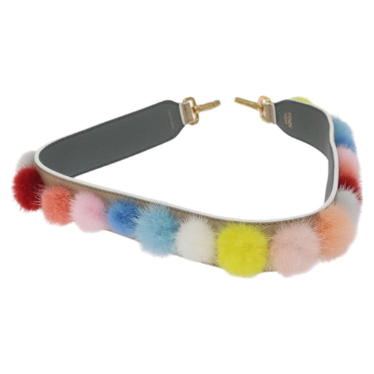 Fendi Pom Pom Strap You Shoulder Strap Leather and Fur, MULTICOLOUR, LEATHER, Straps