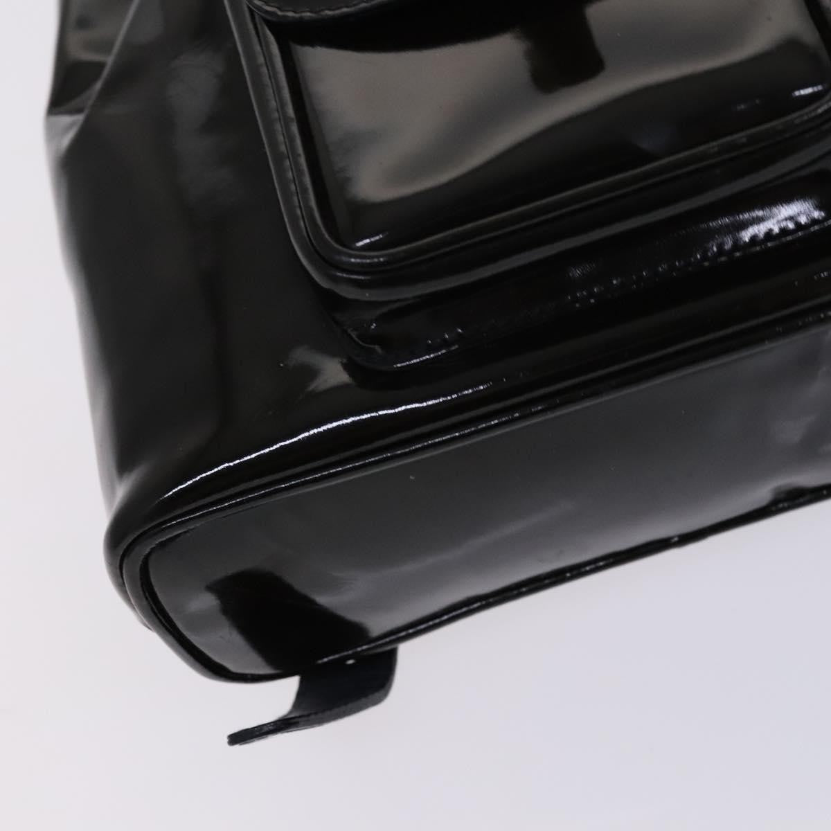 Gucci Vintage Bamboo Backpack Patent, Black, Patent Leather, Backpack