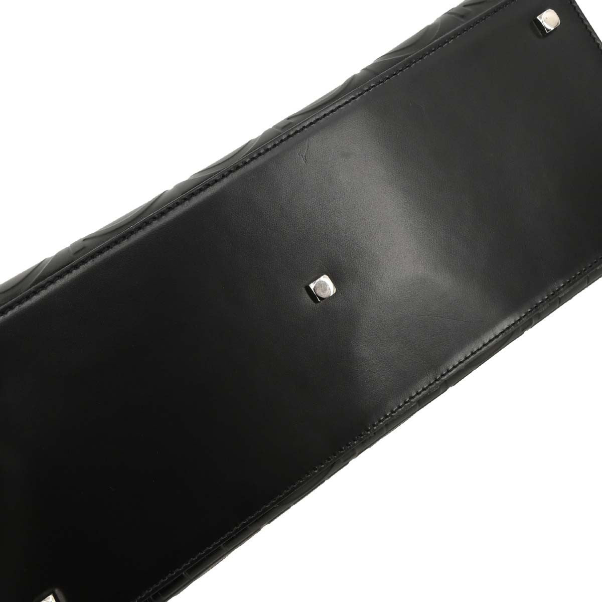 Salvatore Ferragamo Vintage Gancini Top Handle Bag Embossed Leather, BLACK, LEATHER, Handbag