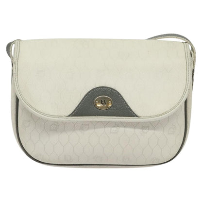 Christian Dior Vintage Honeycomb Flap Crossbody Bag Coated Canvas, WHITE, CANVAS, Crossbody bag