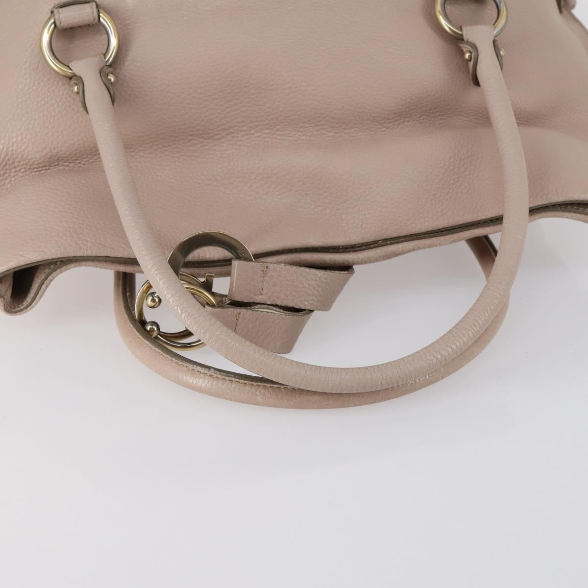 Salvatore Ferragamo Gancini Shoulder Bag Leather, BEIGE, LEATHER, Shoulder bag