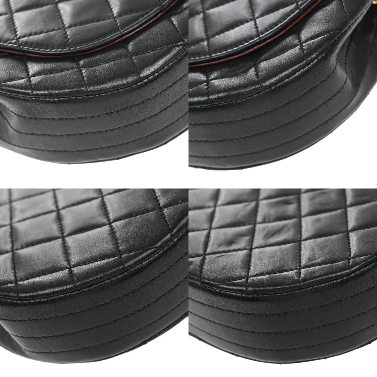 Chanel Vintage Half Moon Flap Bag Quilted lambskin, BLACK, LEATHER, Shoulder bag