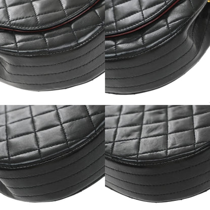 Chanel Vintage Half Moon Flap Bag Quilted lambskin, BLACK, LEATHER, Shoulder bag