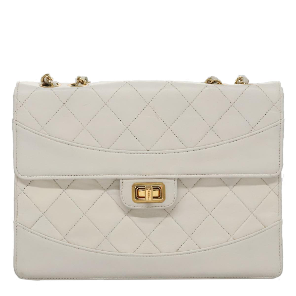 Chanel Flap Clutch Shearling, WHITE, LEATHER, Clutche & pouche