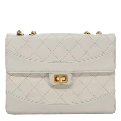 Chanel Flap Clutch Shearling, WHITE, LEATHER, Clutche & pouche