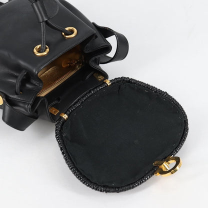 Salvatore Ferragamo Gancini Shoulder Bag Leather, BLACK, LEATHER, Shoulder bag