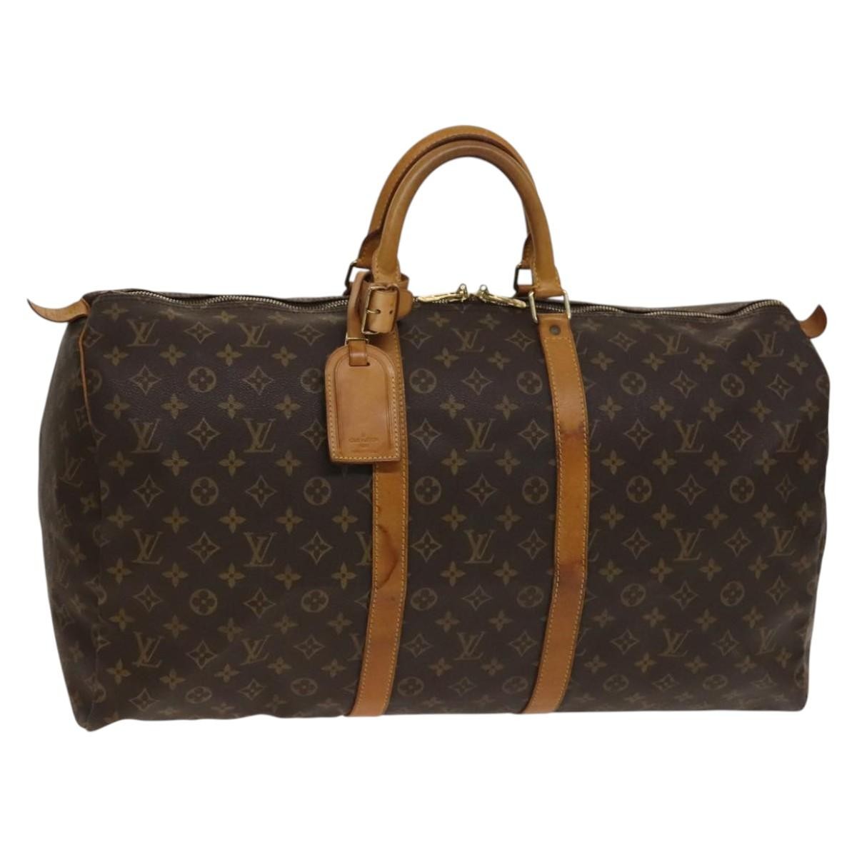 Louis Vuitton Keepall Bag Monogram Canvas, BROWN, CANVAS, Travel bag