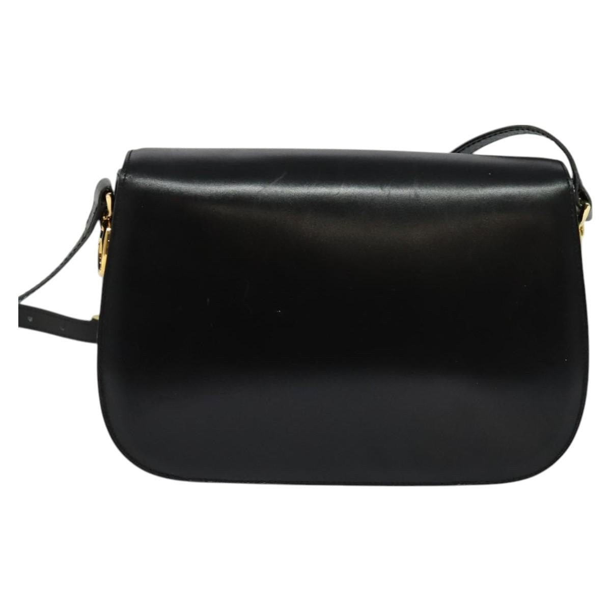 Celine Shoulder Bag Leather, BLACK, LEATHER, Shoulder bag
