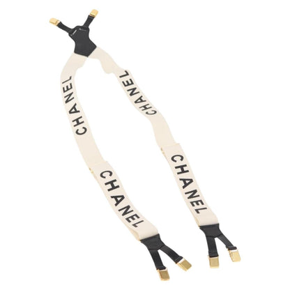Chanel Logo Suspenders Canvas, WHITE, CANVAS, Belts
