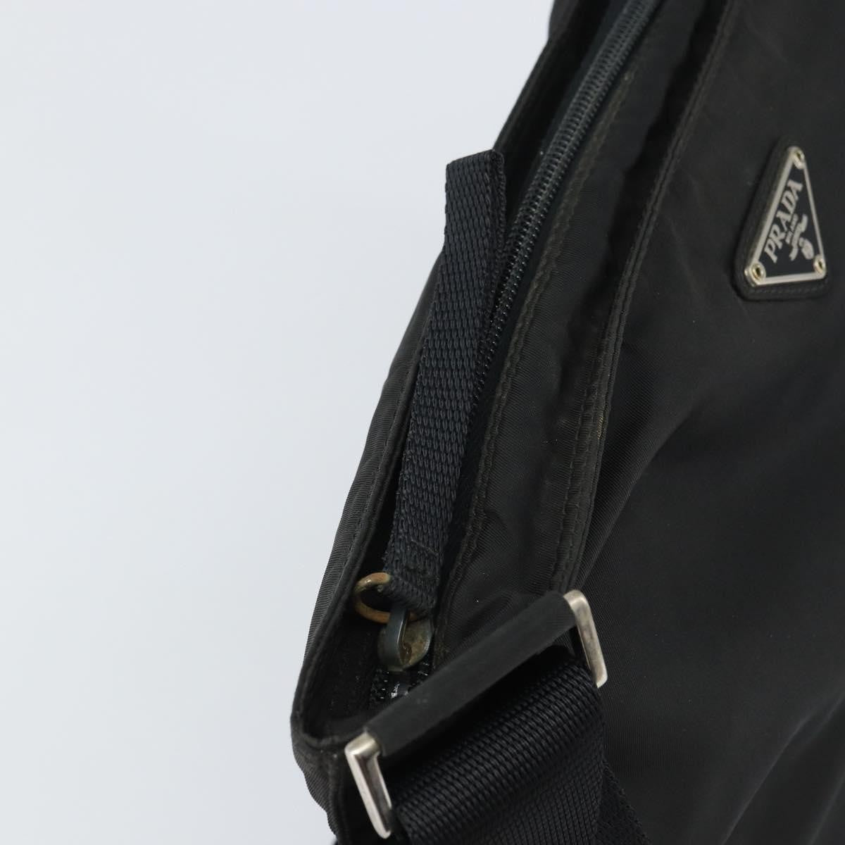 Prada Flat Messenger Bag Tessuto, BLACK, NYLON, Shoulder bag
